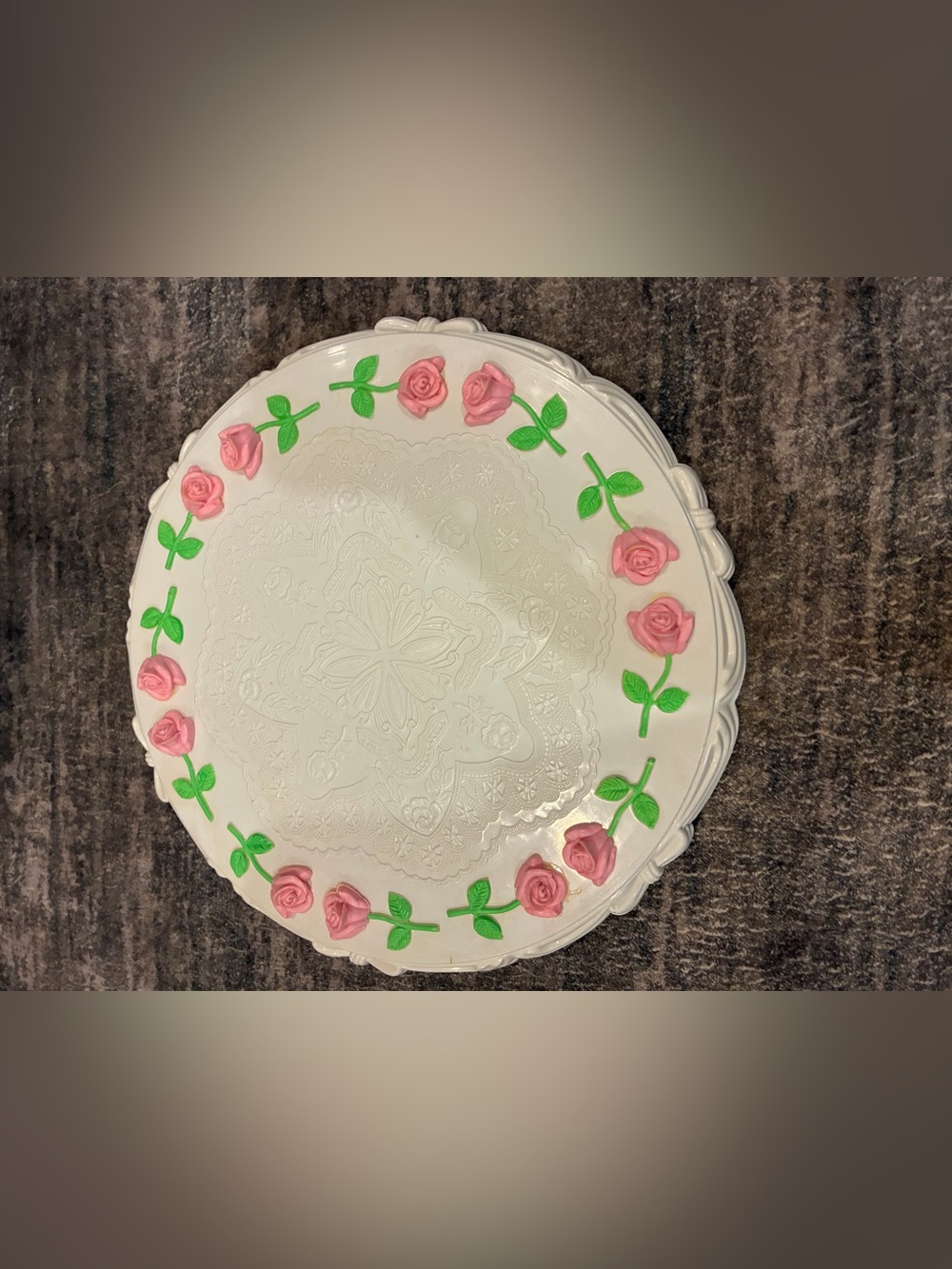 Pink Rose Decorative Serving Platter - Floral Cake Plate